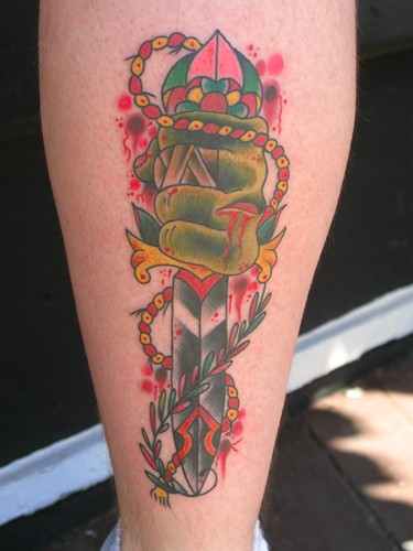 Tattoos - Traditional Old School tattoos - hand and dagger